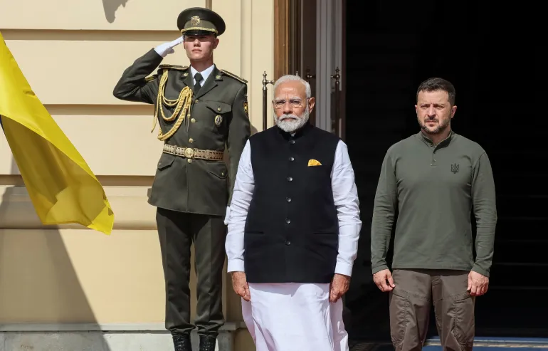 Indian Prime Minister Narendra Modi Makes Historic Visit to Ukraine, Meeting President Zelensky