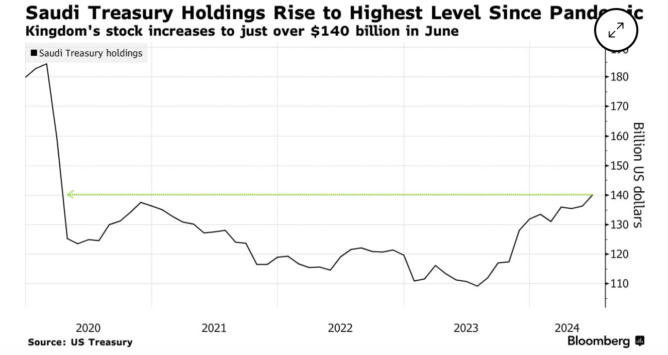 Saudi Arabia Boosts US Treasury Holdings to Pandemic High