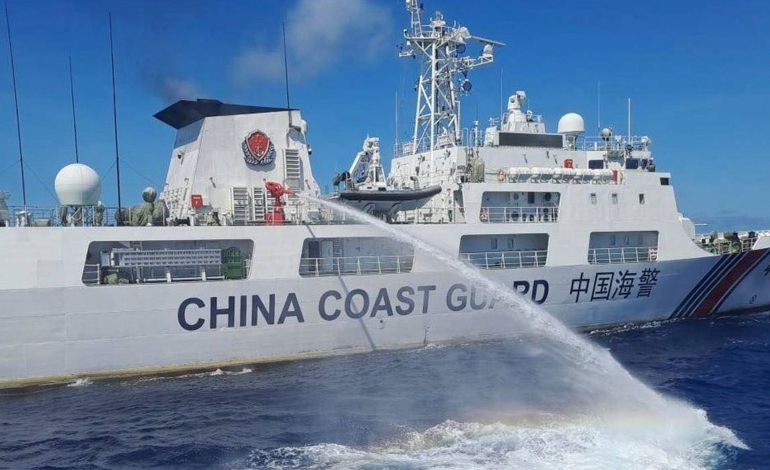 Chinese Coast Guard Fires Water Cannons at Philippine Boats in South China Sea