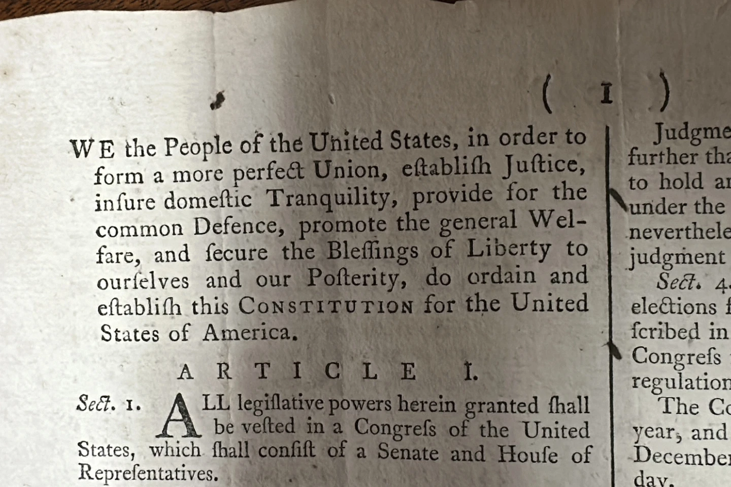 Rare Copy of US Constitution, Sent to States for Ratification, Heads to Auction Block