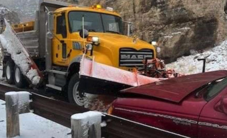 Pickup Collides with Snowplow Truck in Ten Sleep Canyon