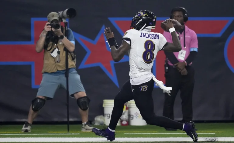 Jackson Breaks QB Rushing Record as Ravens Rout Texans