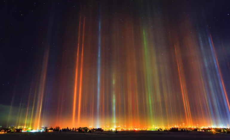 Spectacular Light Pillars Illuminate Wyoming’s Winter Nights