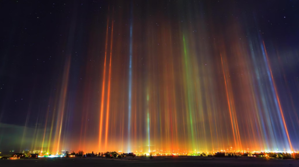 Spectacular Light Pillars Illuminate Wyoming’s Winter Nights