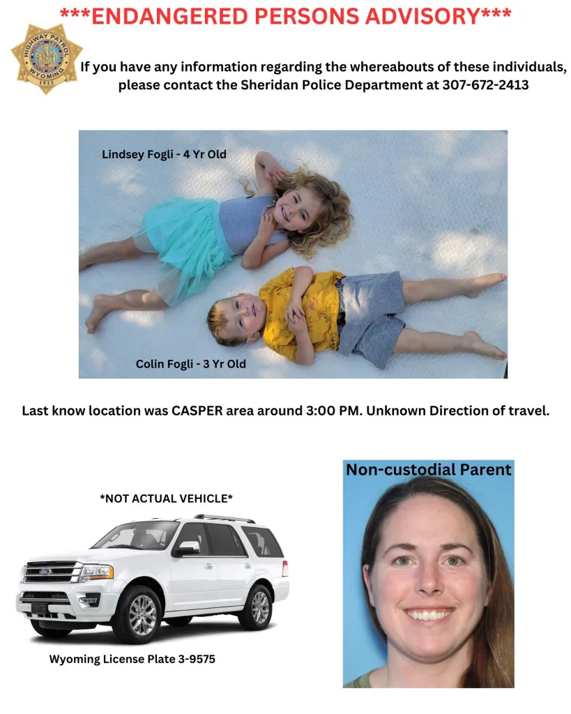 Wyoming Authorities Report Possible Sighting of Endangered Children in Casper