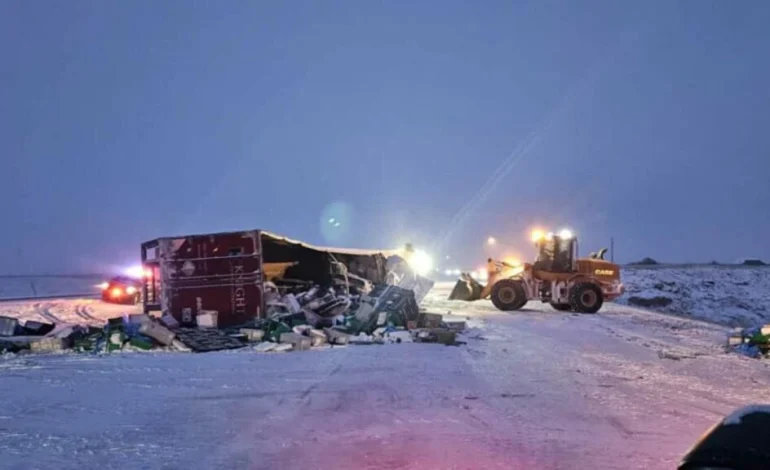 Semitrailer Overturns in Crash Near Nebraska-Wyoming Border