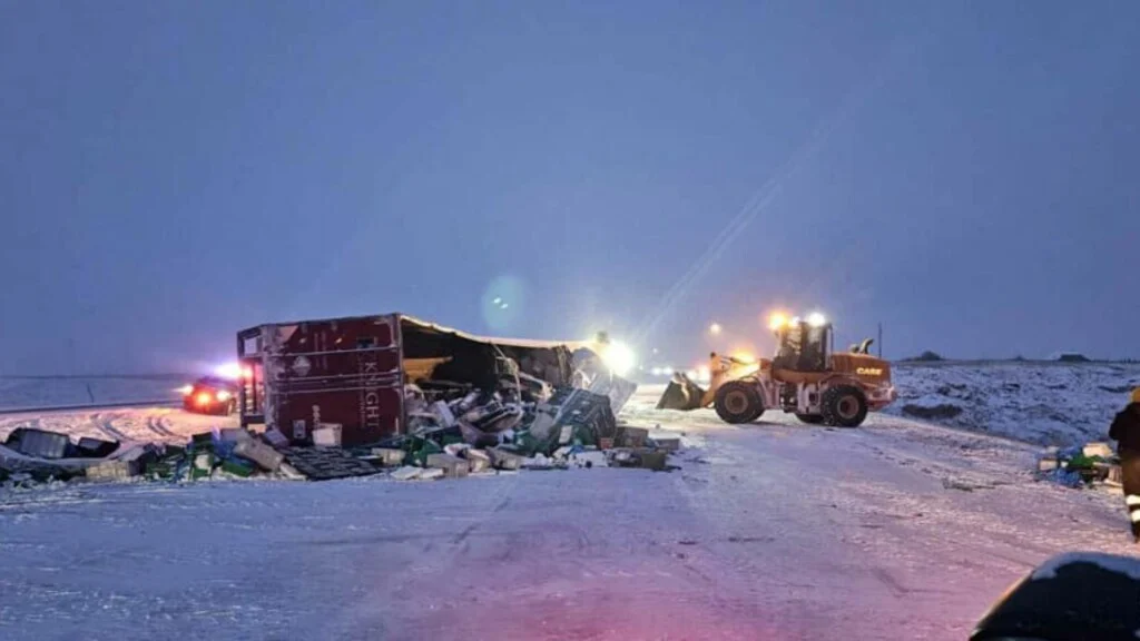 Semitrailer Overturns in Crash Near Nebraska-Wyoming Border