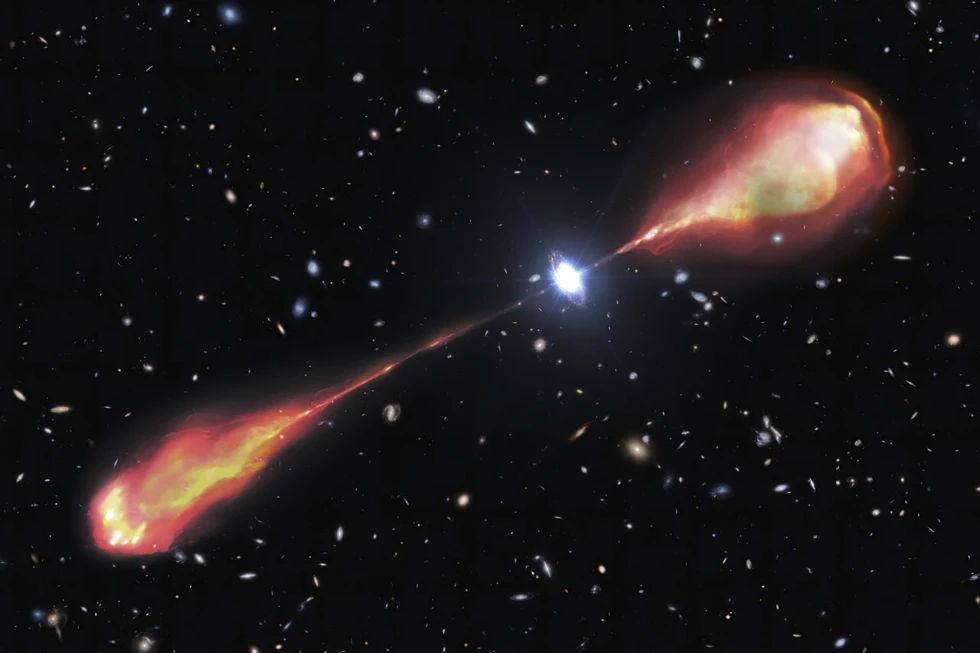 Astronomers Discover Gigantic Radio Jet From Early Universe Quasar