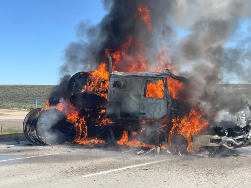 Semi-Truck Fire Temporarily Shuts Down I-80 Near Evanston; No Injuries Reported