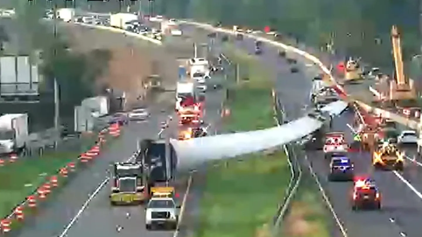 Wind Turbine Blade Crashes Into Traffic on Busy Northeast Interstate, Injuring One