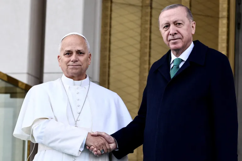 Pope Leo meets Erdogan in Turkiye on first overseas trip, signals peace and interfaith outreach