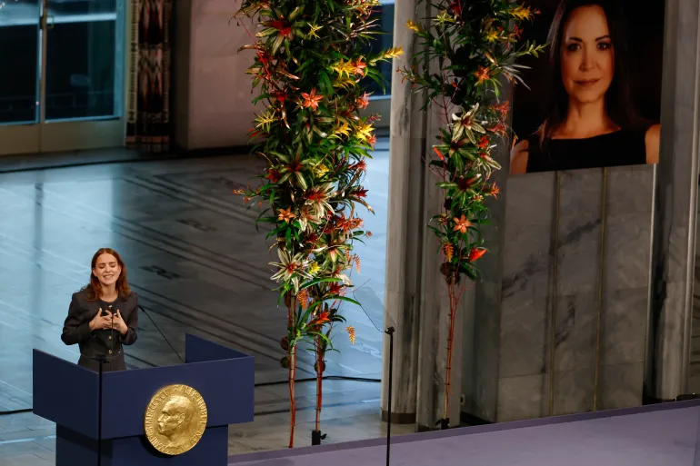 Machado uses Nobel stage to condemn ‘state terrorism’ as daughter delivers speech in Oslo