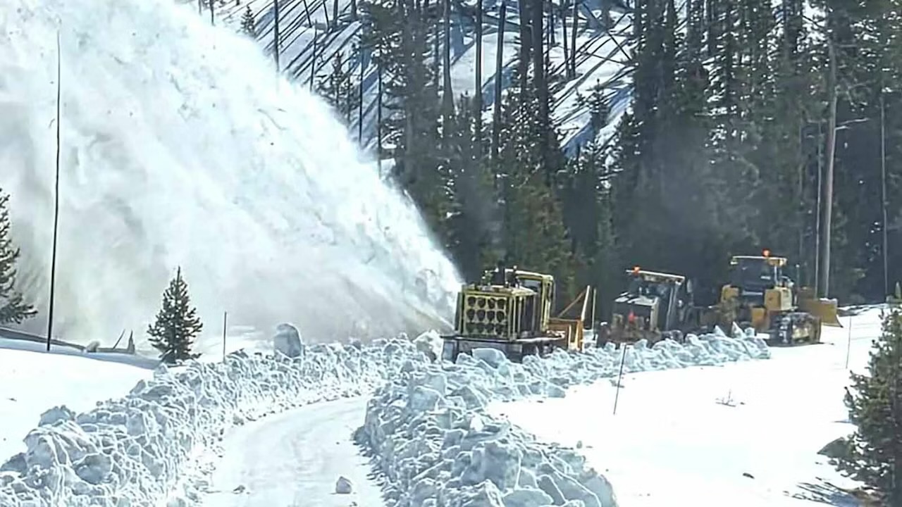 Yellowstone’s massive multi-month snow-clearing convoy reaches east entrance
